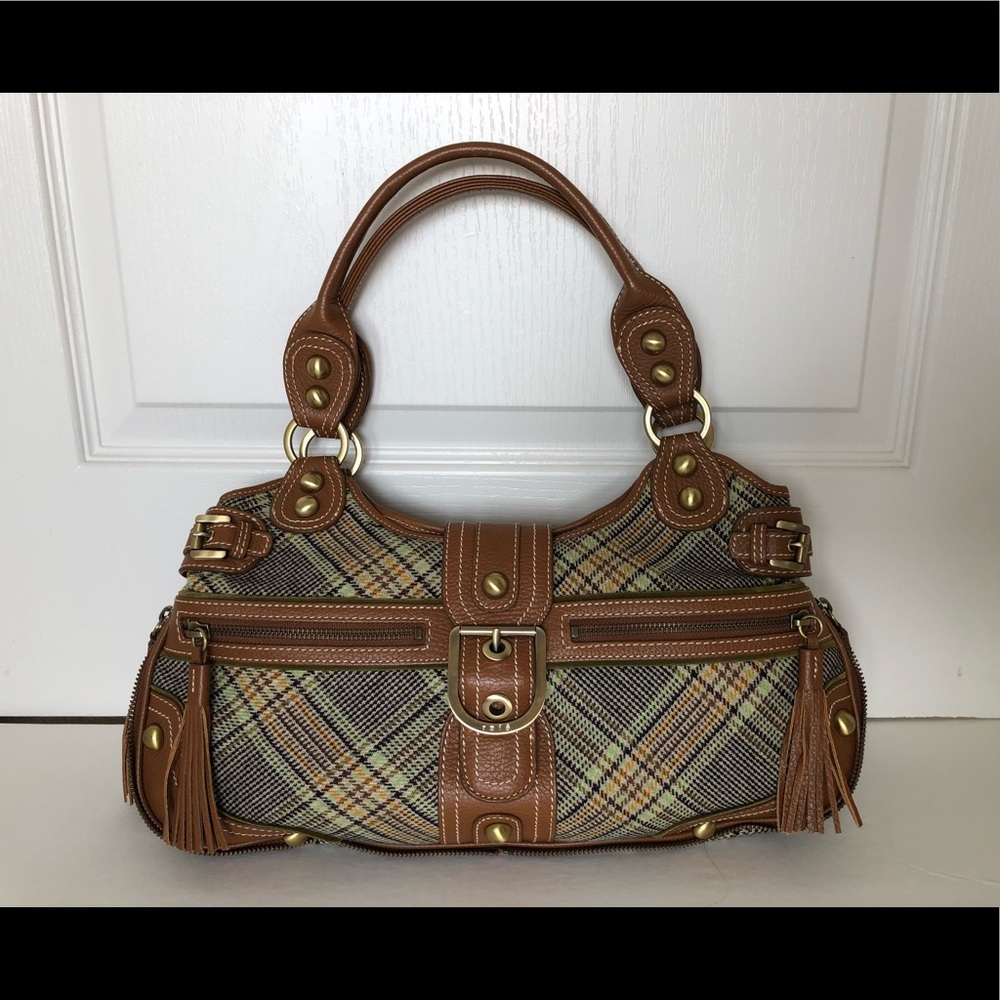 Rafe Brown Leather Plaid Handbag